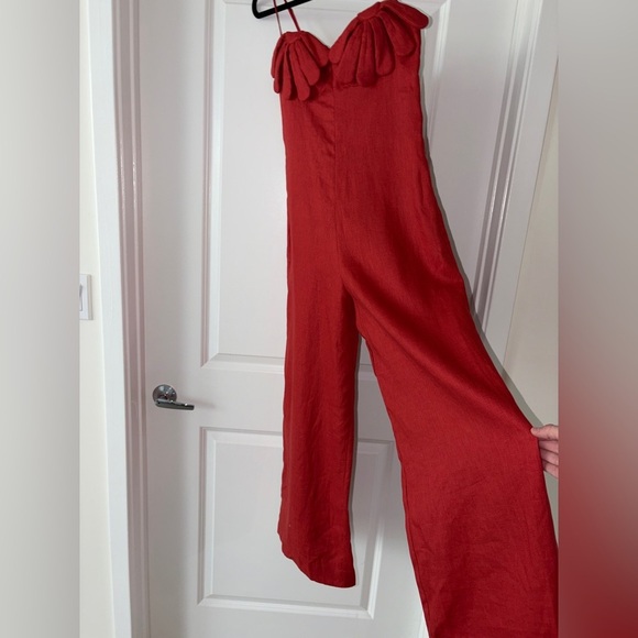 Farm Rio: Red Petals Bodice Euroflax™ Premium Linen Jumpsuit - Picture 9 of 13